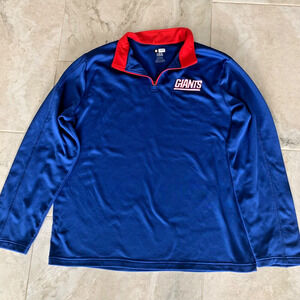 New York Giants NFL Team Quarter Zip Blue Pullover Mens Size XL